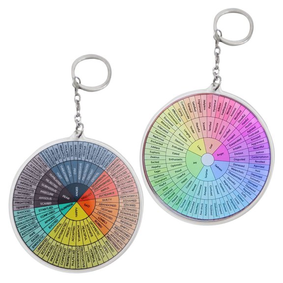 MLINS Portable Feeling Wheel Keychain with Emotion Wheel Design Made of Sturdy Metal and Acrylic Assorted Color