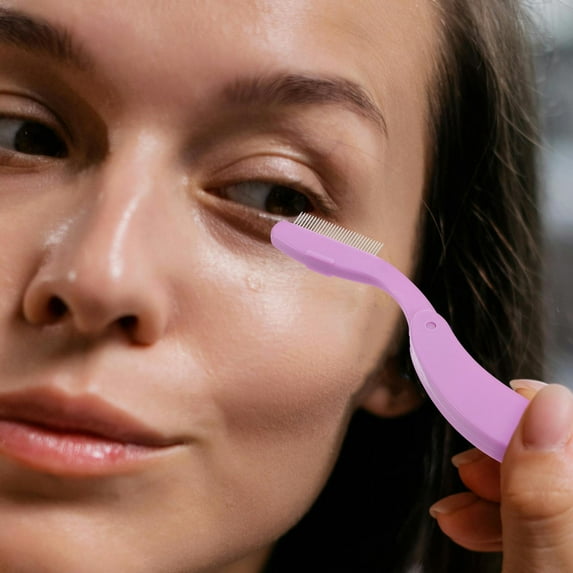 MLINS Portable Folding Eyebrow and Eyelash Comb for Women Sturdy Stainless Steel and Plastic Compact Design Fits All Grooming Needs