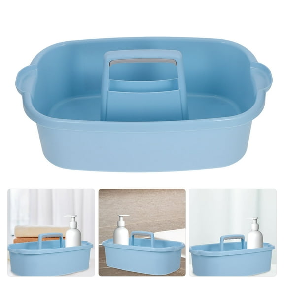 MLINS Portable Plastic Cleaning Supplies Box Organizer with Handle 1 Set Storage Tote for Dorm Bath Pantry Bathroom Toiletries Sky Blue