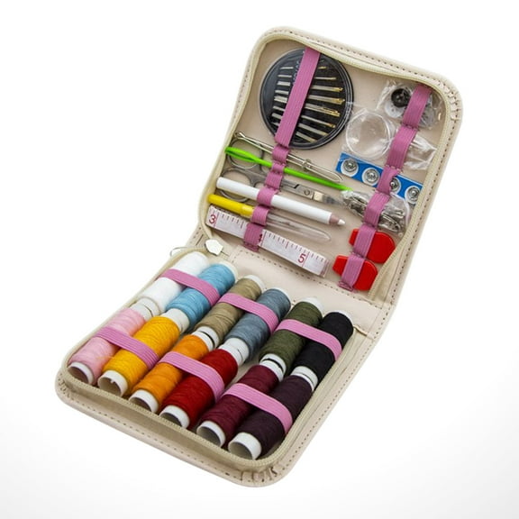 MLINS Portable Sewing Needlework Kit in Assorted Colors with Durable Synthetic Material and Zipper Design