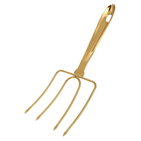 DINHEAROM Ergonomic Handle Grilling Fork 1Set Golden For Barbecue And Outdoor Use