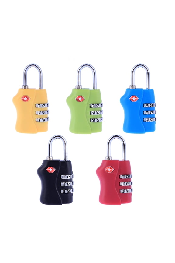 Portable TSA Approved Security Luggage Lock 3- Combination Password Lock Padlock (Red)