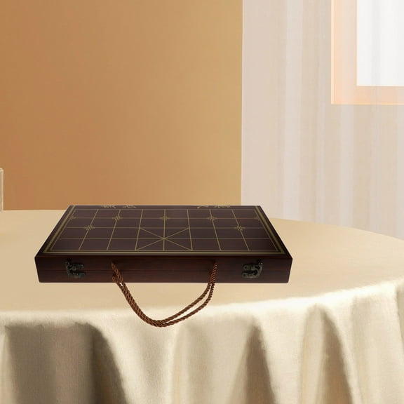 MLINS Portable Wooden Chinese Chess Set with Storage and Board Ideal for Home Use Light Brown 1 Piece