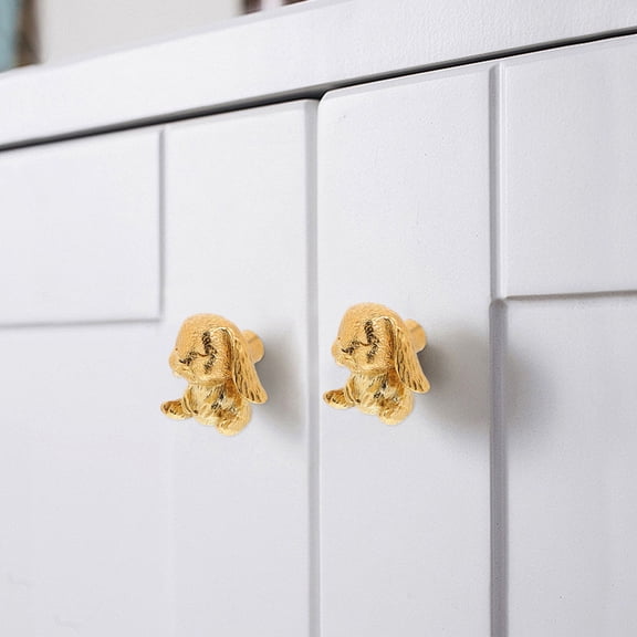 YUYUETIME Brass Rabbit Knob Drawer Pull Small Cabinet Handle Decorative Wardrobe Door Pull
