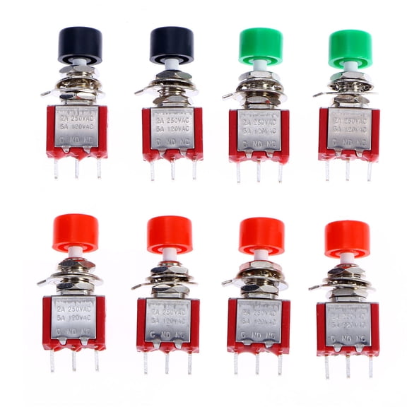 MLINS Push Button Switch with Momentary Function for Charging 8 Pieces Plastic and Metal Assorted Color 6MM