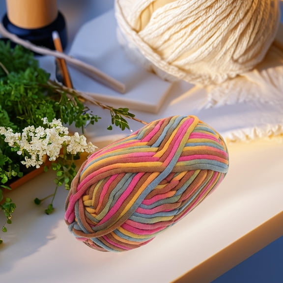 MLINS Rainbow Yarn For Crocheting Knitting Thick Crochet Yarn For Beginners Colorful Cotton Nylon Craft Yarn T Shirt Thread For Crochet Project Starter Kit Making