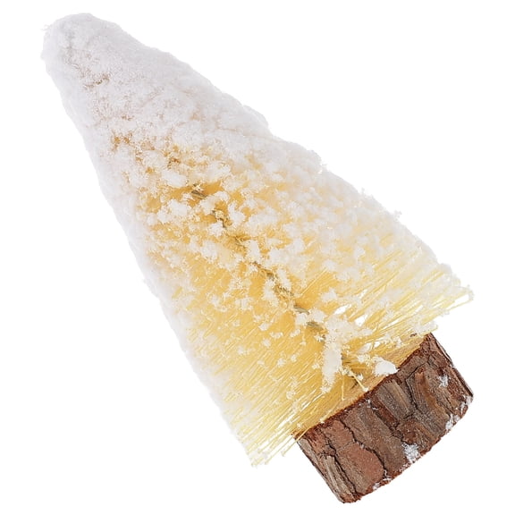 MLINS Realistic Snow Flocked Mini Christmas Tree with Wood Base for Beige Small Size 7 Inch
