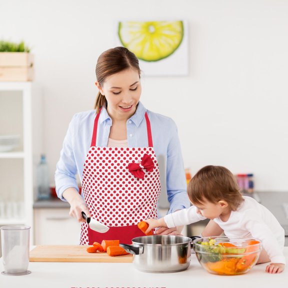 Milisten Ladies Aprons Canvas Red 1Set 29.5*25.6In