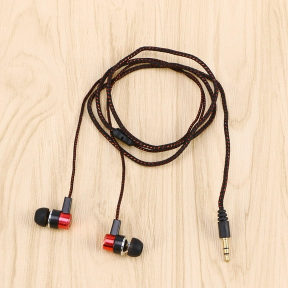 MLINS Red Heavy Bass Headset Earphone with Noise Cancelling for Listening Use 3.5MM Plug Copper Metal Cloth