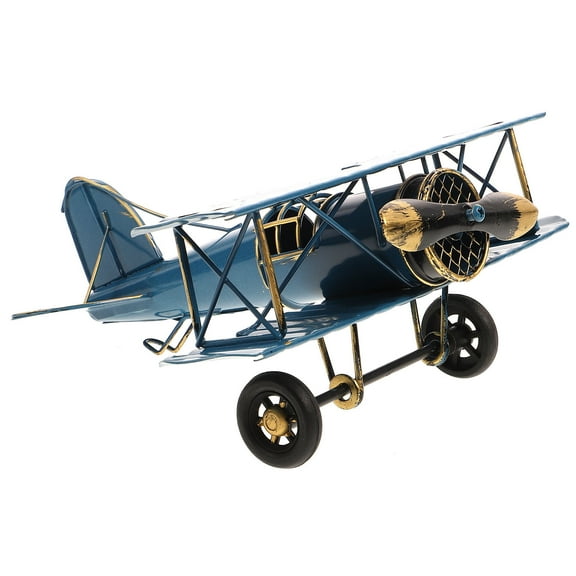MLINS Retro Blue Iron Airplane Model for Decor Use Vintage Plane Decor Perfect Gift Size 12.5x11.5x3.5 Inches