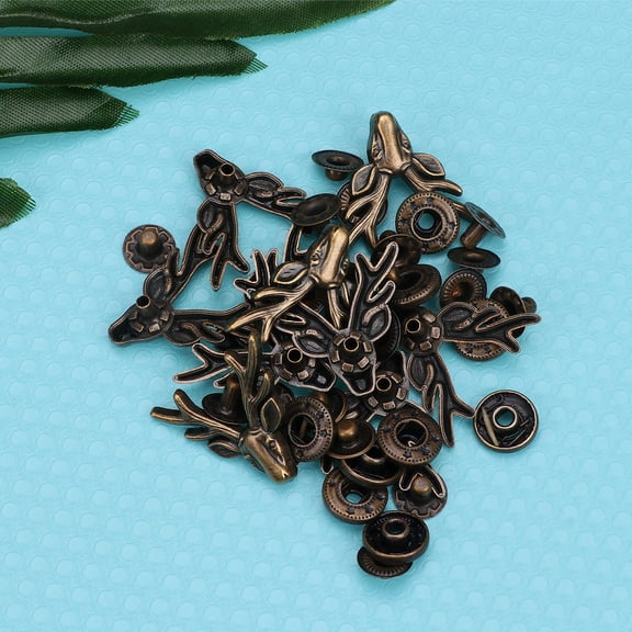 MLINS Retro Deer Shape Snap Button Buckle Set Sturdy Zinc Alloy Clasp Buttons for Sewing Dark Brown 10 Sets