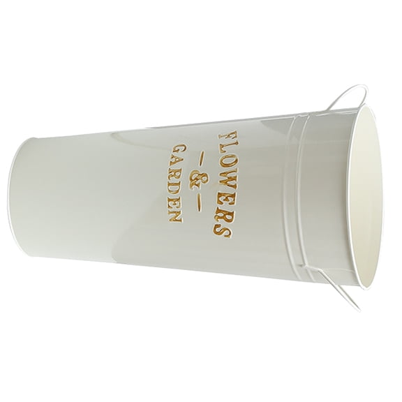 MLINS Retro Iron Flower Pot Beige Color Durable for Home Decoration with Small Handle Design 40cm Height