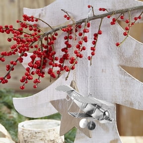 YUYUETIME Retro Aircraft Metal Plane Ornament Plated Silver Airplane Model for Desktop and Home Display