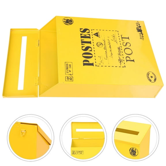 MLINS Retro Tin Mailbox Mailboxes for outside Indoor Decor Country Office Yellow