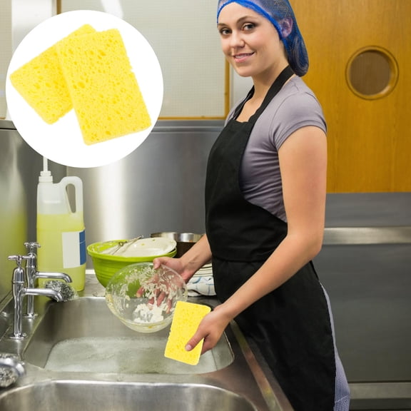 MERRYHAPY 10pcs Scouring Sponge Khaki Water Absorption for Household Users in Kitchen