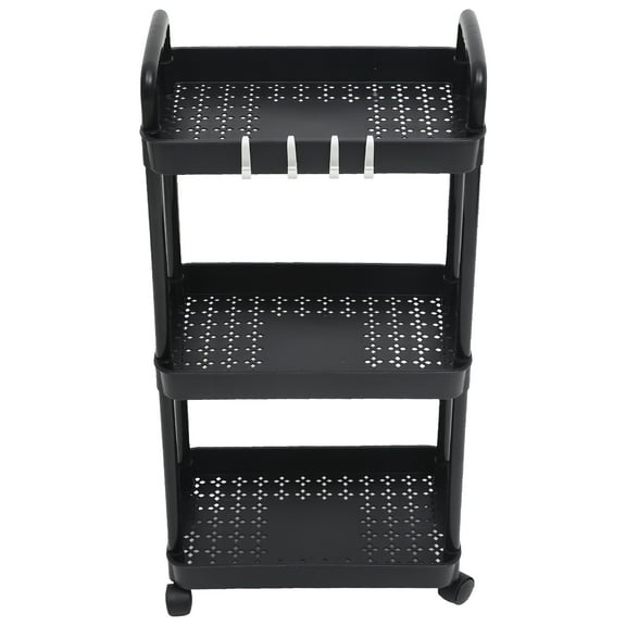 MLINS Rolling Cart Tiered Go Carts Multifunctional Storage Rack Office Black