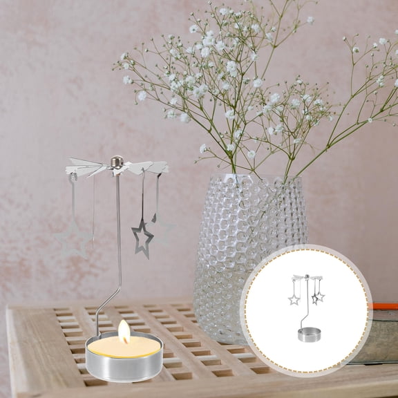 MLINS Rotatable Candlestick Stainless Steel Holder LED Decorative Silver
