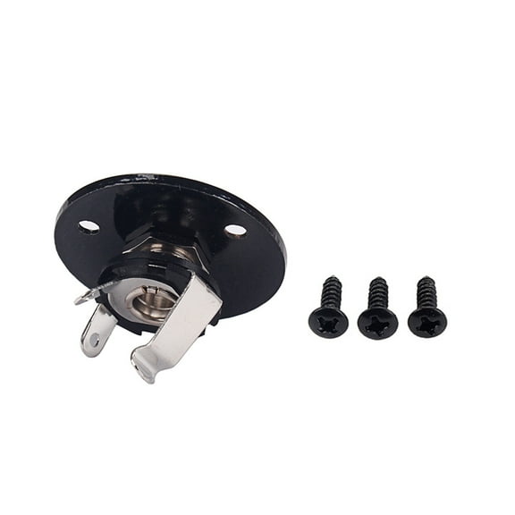 MLINS Round 1/4 Inch 6.35mm Guitar Jack Plug Socket Guitar Pickup Output Input Jack Plug with Jack Plate Screws for Electric Guitar Bass (Black)