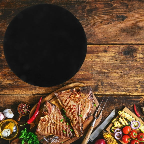 MLINS Round Barbecue Mat with PTFE Coated Fiberglass Fabric Nonstick and Easy to Clean Black 40cm
