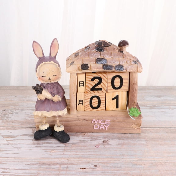 MLINS Rustic Decor Rotary Perpetual Desk Calendar Vintage Home Country Office