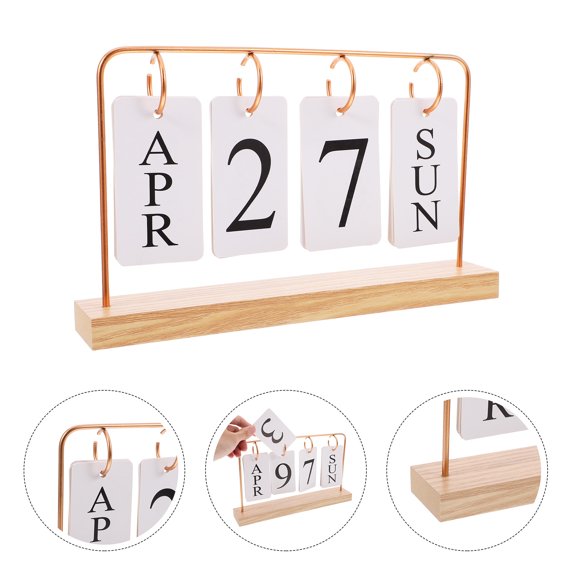 MLINS Rustic Desk Calendar Perpetual Flip Calendar Daily Desk Calendar Perpetual Calendar Decor Flip Desk Calendar Reusable Perpetual Calendar