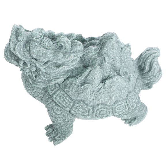 MLINS Sandstone Dragon Turtle Statue Desktop Miniature Chinese Dragon Turtle Figurine