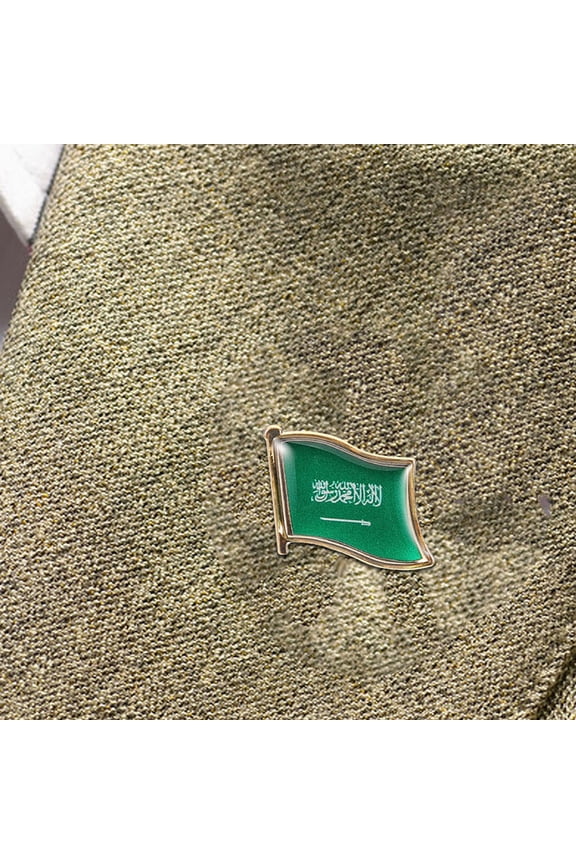 2Pcs Saudi Arabia Flag Resin Lapel Pin Brooch with Locking Clasp for Backpack Clothing Hats