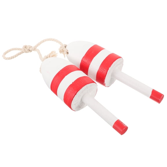 OHOIOLLA Nautical Wooden Hanging Float Red Wood 1 Pair 7.47x2.36x2.36in