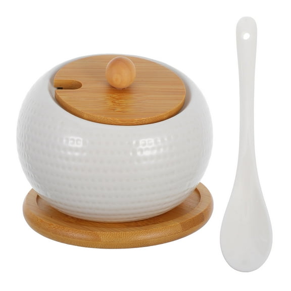 DINHEAROM Ceramic Storage Containers White For Kitchen Use 1 Set 4.8x4.6x4.6in