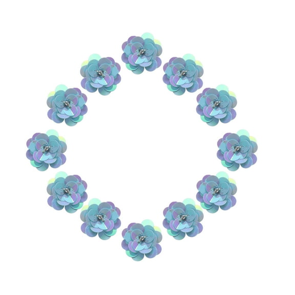 MLINS Flower Sequins for Sewing Sequin Flowers Crafts Fabric Blue