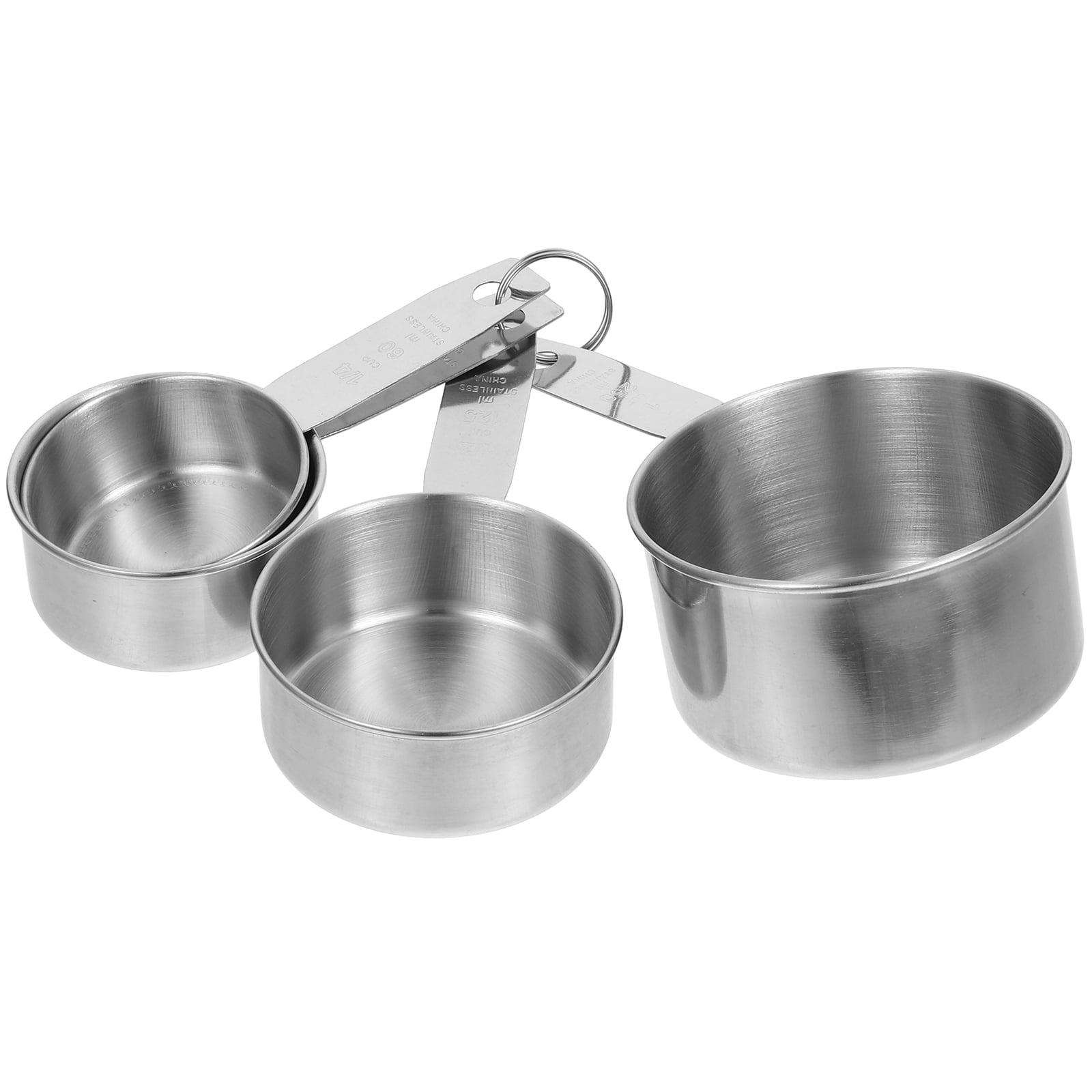 8-Piece Stainless Steel Measuring Cups & Spoons Set - Stackable, Long Handle, Lasered Markings, With Sorting Ring