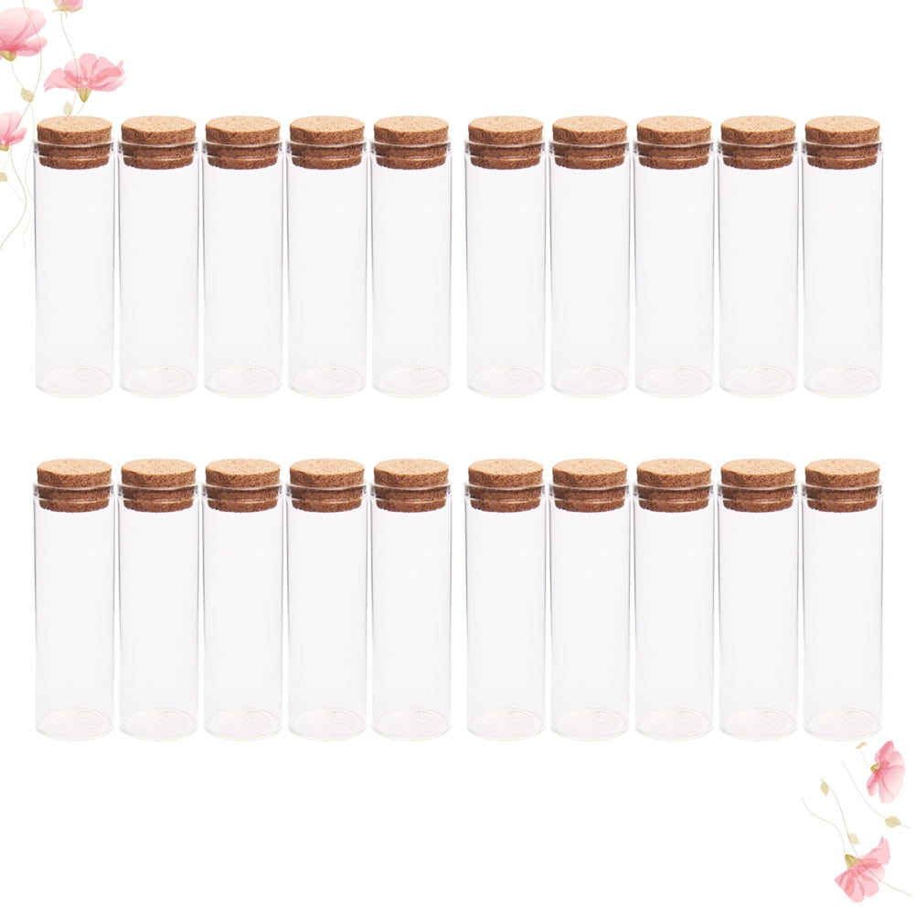MLINS Set of 20 Small Transparent Glass Jars with Cork Lids, 3x8cm Mini ...