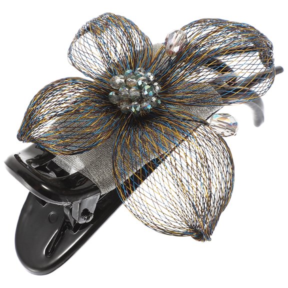 MLINS French Hair Clip for Women with Silk Yarn Flower in Black for Decoration Suitable for Thick Hair