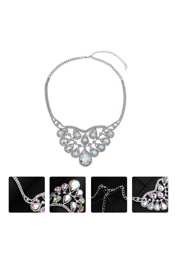 Silver Rhinestone Delicate Neck Ring Alloy Necklace for Weddings Parties and Special Occasions Size 1Pc