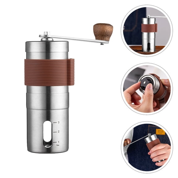 MLINS Silver Stainless Steel Manual Coffee Hand Crank Mill for Grinding Beans and More, Great for Travel and Camping