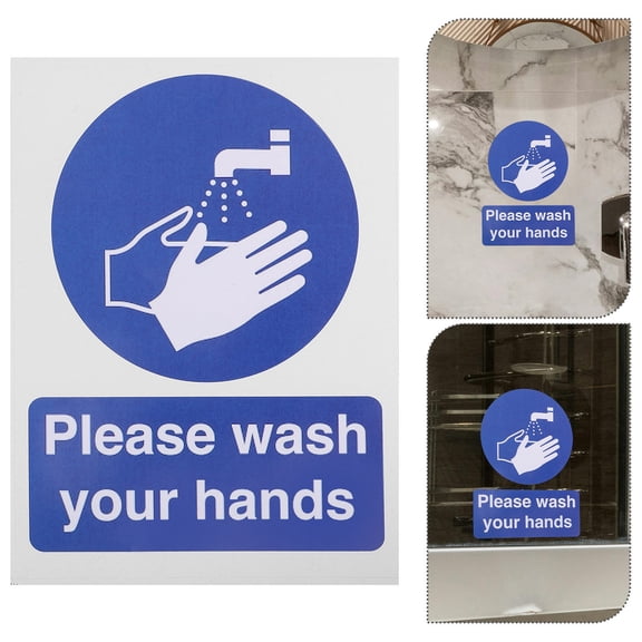 MLINS SkyBlue Wash Your Hands Stickers for Shipping Use Paper Adhesive Signs Ideal for Bathrooms Schools and Restaurants