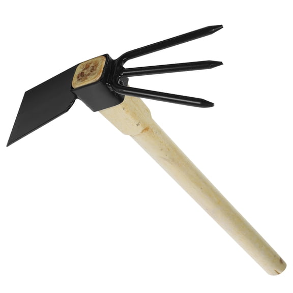 MLINS Small Garden Hoe and Hand Rake Set, Metal Gardening Tools for Weeding, Cultivating, and Soil Preparation