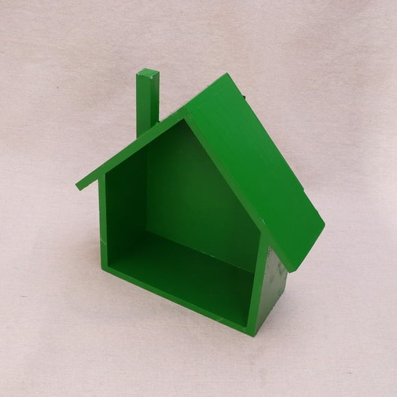 MLINS Small House Shaped Wall Shelf for Storage Use in Bedroom Living Room Made of Timber Green 7.5x5.5x8.5 Inches