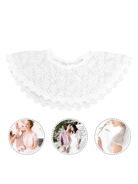 MLINS Smock Cape Shawl Wraps for Women Dressy Cloak Miss Bride White