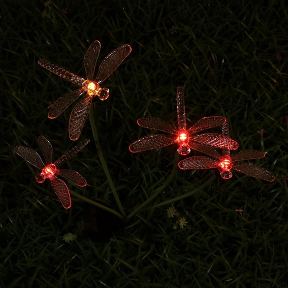 MLINS SolarPowered Dragonfly Garden Light with Warm White LEDs for Yard Decoration and Pathway Lighting 4 Pack