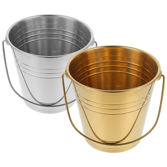 MLINS Stainless Steel Bucket for Storage Use Assorted Color Smooth Edges Compact and Secure 2 Pieces