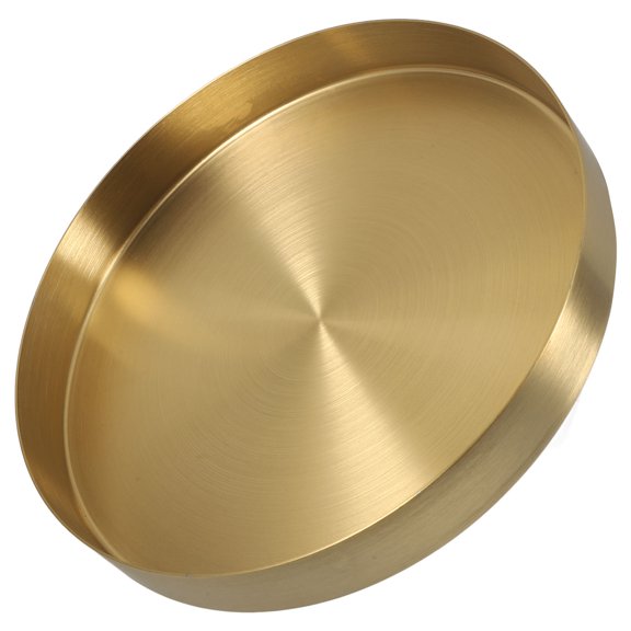 MLINS Stainless Steel Decorative Round Tray Metal Plate Jewelry Dish Makeup Organizer Platter Candles Holder For Home Perfume Flowers Table Centerpiece Golden