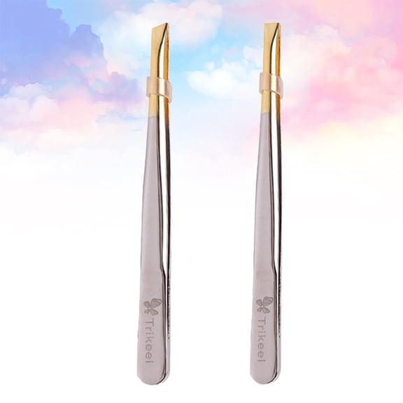 MLINS Stainless Steel Eyebrow Scissors for Hair Removal 2 Styles in One Set Including Flat Mouth Oblique