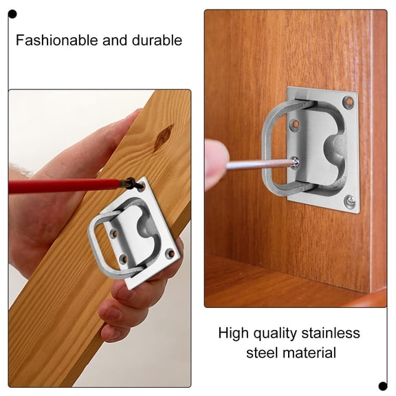MLINS Stainless Steel Flush Mount Lift Pull for Boat Decks with 2pcs Silver Cupboard Handles 1.57 Inch