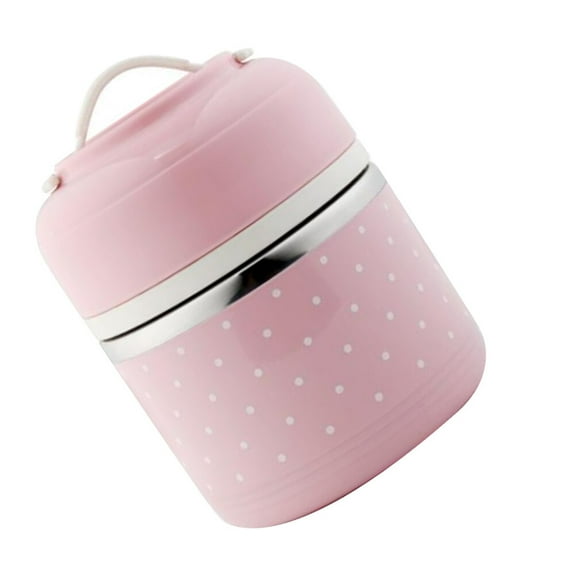 MLINS Stainless Steel Heat Preservation Box Keeping Warm Lunch Box Portable Food Container for Students Workers(Single Layer Pink)