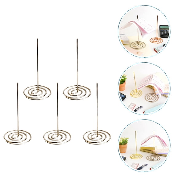 MLINS Stainless Steel Receipt Holder Convenient Organizer for Bills Checks Memos Stable Design Silver Size 5Pcs
