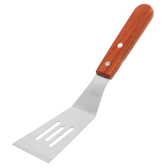 MLINS Stainless Steel Steak Frying Spatula with Ergonomic Wooden Handle for Kitchen Use Brown 13.5 Inches