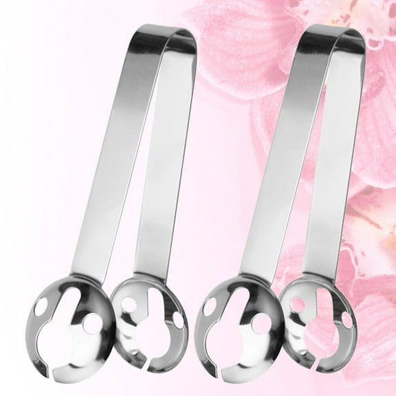 MLINS Stainless Steel Tea Bag Squeezer Tongs for Squeezing Heat Resistant with Ergonomic Handle 2 Pcs Silver