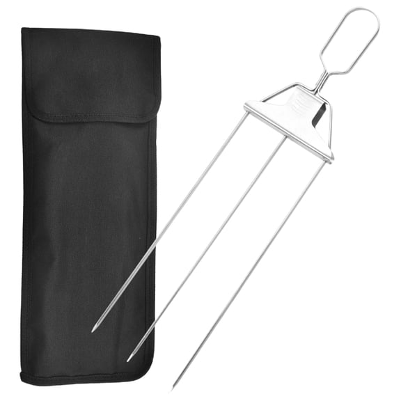 MLINS  Stainless Steel Three-Prong BBQ Fork Kebabs Covers Grill Tools Steaks Silver