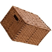 MLINS Storage Basket Rattan Wicker Chest with Lid Simulated Woven Brown